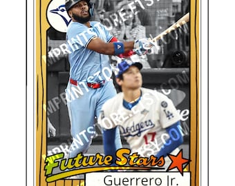 Vladimir Guerrero Jr. Homer off of Shohei Ohtani Art Card Artwork Trading Card by MPRINTS