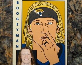 Trevor Lawrence Boogeyman Booger Draft Pick 1984 Baseball Inspired Artwork Trading Card by MPRINTS