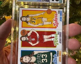 Jesus Christ 1980 Bird, Irving, Johnson Basketball Trading Card- SLAB (parody grade)