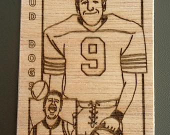 Bobby Boucher Jr. Waterboy Adam Sandler Hölzern graviertes Sammelkarten-Kunstwerk