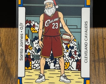 Santa James Parody Christmas Basketball  Art 2025 Artwork Trading Card by MPRINTS