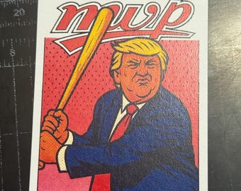 Donald Trump Baseball Trading Card (MVP Inspired Artwork) signed by Artist
