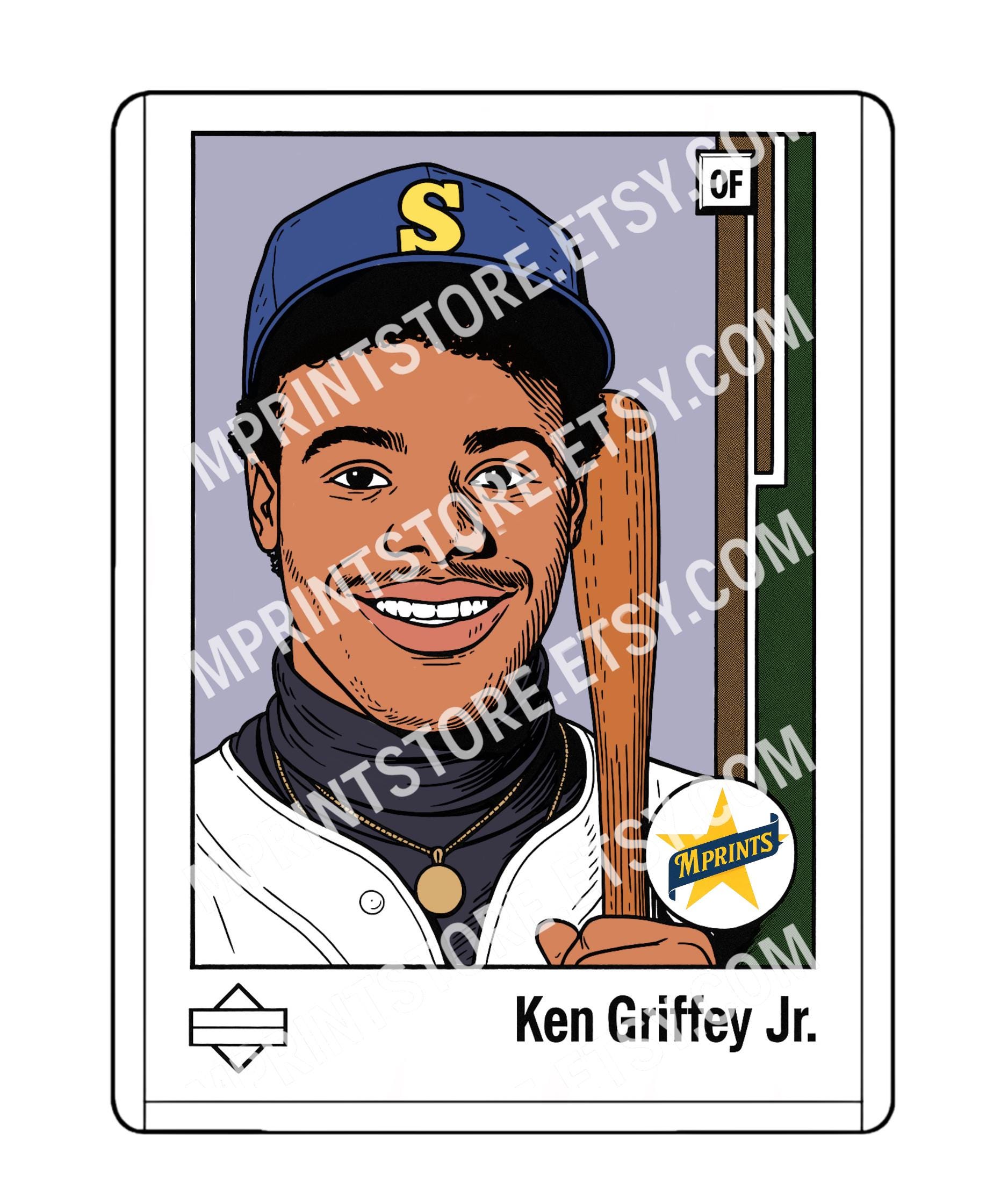 Ken Griffey Jr Animated Art 2025 Artwork Trading Card by MPRINTS