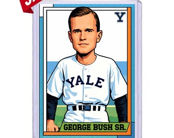FLASH SALE George Bush Sr. Yale Custom Art Trading Card
