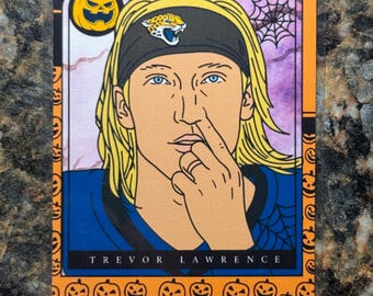 Trevor Lawrence Boogeyman Booger Draft Pick Halloween Score-a-treat Inspired Artwork Trading Card by MPRINTS