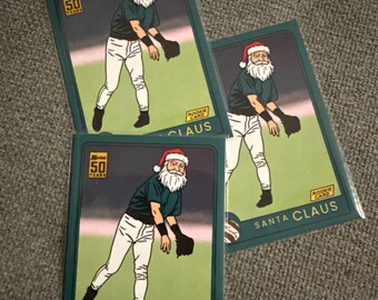 Lot of 3 Santa Claus Christmas Baseball Art 2025 Artwork Trading Cards by MPRINTS