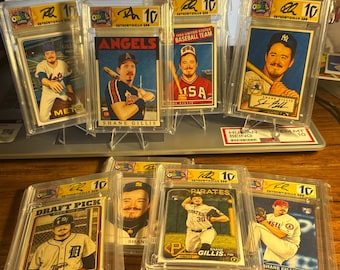 SHANE GILLIS Gag Parody Trading Card Set of 8 Different Baseball Trading Cards Slabs