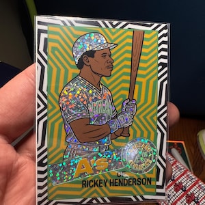 Rickey Henderson Baseball CUSTOM SPARKLE REFRACTOR Trading Card