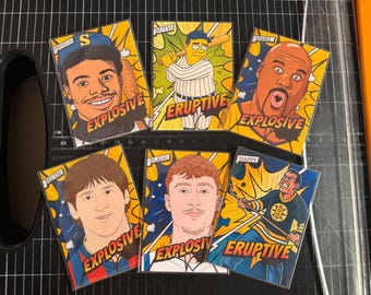 Test print lot of 6 different SSP trading cards (Ken Griffey Jr., Babe Ruth, Shaq, Cooper Flagg, Lionel Messi, Adam Sandler)