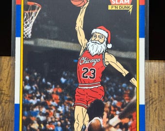 Santa Jordan Christmas Basketball Art 2025 Artwork Trading Card by MPRINTS
