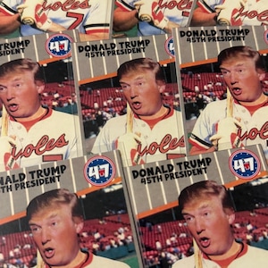 Lot von 9 Donald Trump F-FACE Sammelkarten (leere Rückseiten)