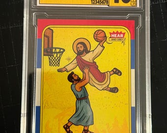 Jesus Christ Hear & Obey 86 Basketball Trading Card- SLAB (parody grade)