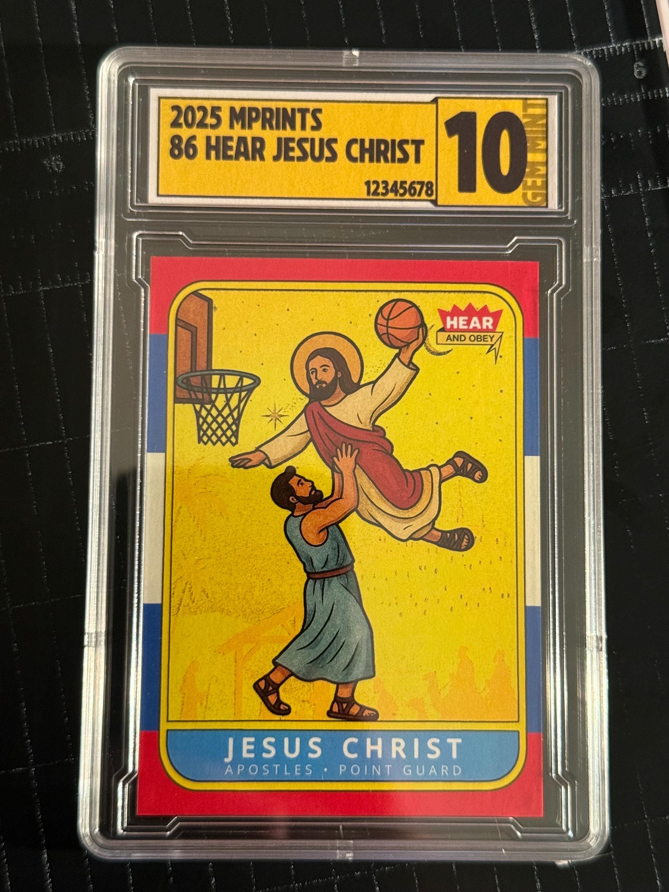 Jesus Christ Hear & Obey 86 Basketball Trading Card- SLAB (parody