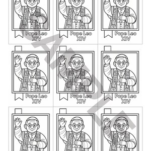 Papa Leão XIV Robert Francis Prevost - Folha com 9 cartas para colorir (download digital)