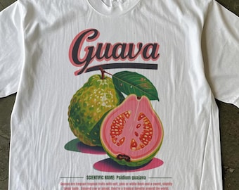 Vintage Guava Fruit T-Shirt, Retro Obst Grafik T-Shirt, Cottagecore ästhetisches Obst Shirt, 90er Jahre Nostalgie Obst Shirt, Geschenk für Obstliebhaber