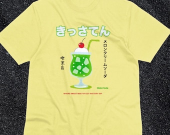 Camiseta Japan Melon Soda, camiseta de anime de los 90, ropa urbana japonesa, camiseta Harajuku, camiseta kawaii, camiseta de Japón, moda japonesa, camiseta nostálgica