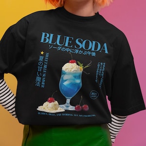 Japan Blue Soda T-shirt, 90s anime shirt, Japanese Streetwear, Harajuku japanese grunge, Japan Retro dessert shirt, Japan fashion Nostalgia