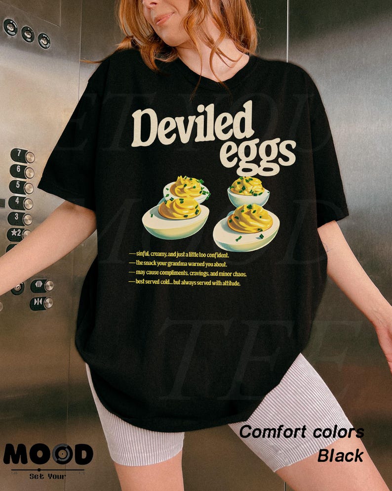 Deviled Egg Shirt, Funny Food Shirt, Retro Food Graphic Tee, 90s Aesthetic Vintage Tee, Retro Nostalgia Tee, Fall Family Dinner Foodie Gift image 5