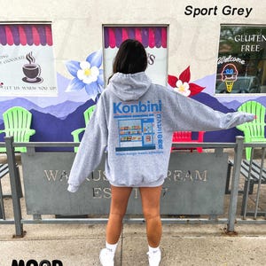 Japanese Convenience Store Hoodie, Harajuku Hoodie, Japanese Aesthetic Streetwear Y2K Oversized Hoodie, Anime Otaku Hoodie, Anime Lover Gift image 5