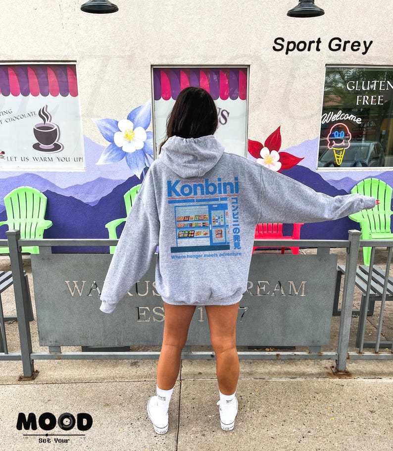 Japanese Convenience Store Hoodie, Harajuku Hoodie, Japanese Aesthetic Streetwear Y2K Oversized Hoodie, Anime Otaku Hoodie, Anime Lover Gift image 5