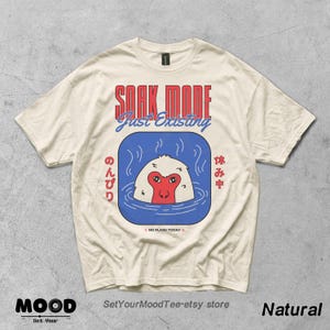 Cute snow monkey hot spring t-shirt, Japanese onsen monkey graphic with red and blue retro text design