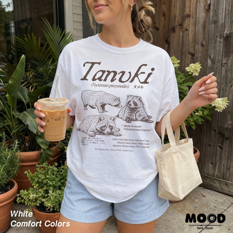 Tanuki TShirt, Japanese Raccoon Dog Vintage Tee, 90s Wildlife Graphic Shirt, Forest Nature Animal Lover Gift, Japanese Aesthetic Cottagecore image 5