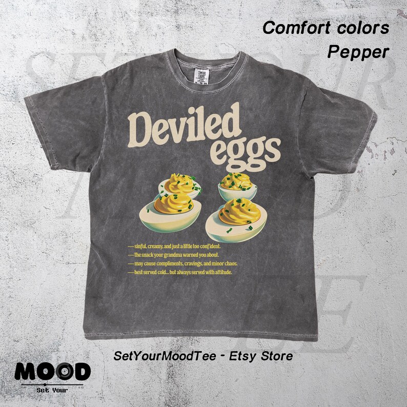 Deviled Egg Shirt, Funny Food Shirt, Retro Food Graphic Tee, 90s Aesthetic Vintage Tee, Retro Nostalgia Tee, Fall Family Dinner Foodie Gift image 2