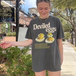 Deviled Egg Shirt, Funny Food Shirt, Retro Food Graphic Tee, 90s Aesthetic Vintage Tee, Retro Nostalgia Tee, Fall Family Dinner Foodie Gift image 3