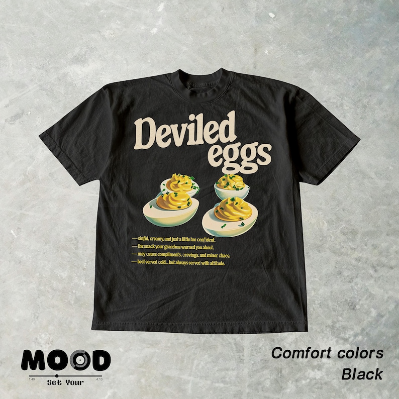 Deviled Egg Shirt, Funny Food Shirt, Retro Food Graphic Tee, 90s Aesthetic Vintage Tee, Retro Nostalgia Tee, Fall Family Dinner Foodie Gift image 1