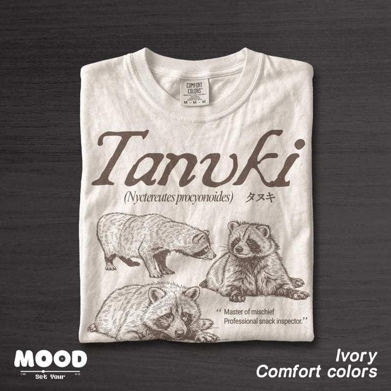 Tanuki TShirt, Japanese Raccoon Dog Vintage Tee, 90s Wildlife Graphic Shirt, Forest Nature Animal Lover Gift, Japanese Aesthetic Cottagecore image 7