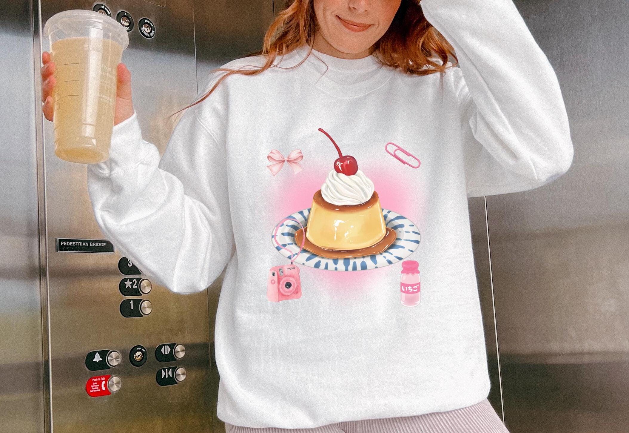 Cutecore Japanese Sweatshirt, Kawaii Japan Pudding Flan Streetwear, Gift for Anime Lover, Japanese Crewneck Sweater, Kawaii Anime Sweatshirt