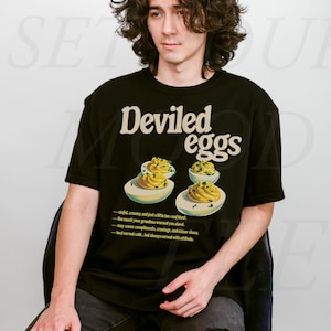 Deviled Egg Shirt, Funny Food Shirt, Retro Food Graphic Tee, 90s Aesthetic Vintage Tee, Retro Nostalgia Tee, Fall Family Dinner Foodie Gift image 4