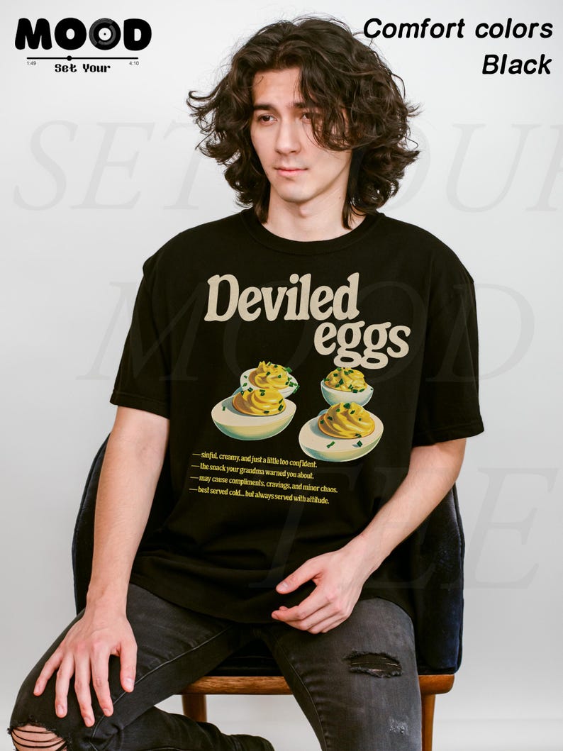 Deviled Egg Shirt, Funny Food Shirt, Retro Food Graphic Tee, 90s Aesthetic Vintage Tee, Retro Nostalgia Tee, Fall Family Dinner Foodie Gift image 4