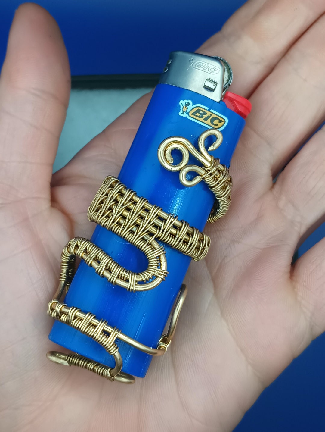 Handmade Brass Bic Lighter Case Unique Wire Weave Patterns Etsy