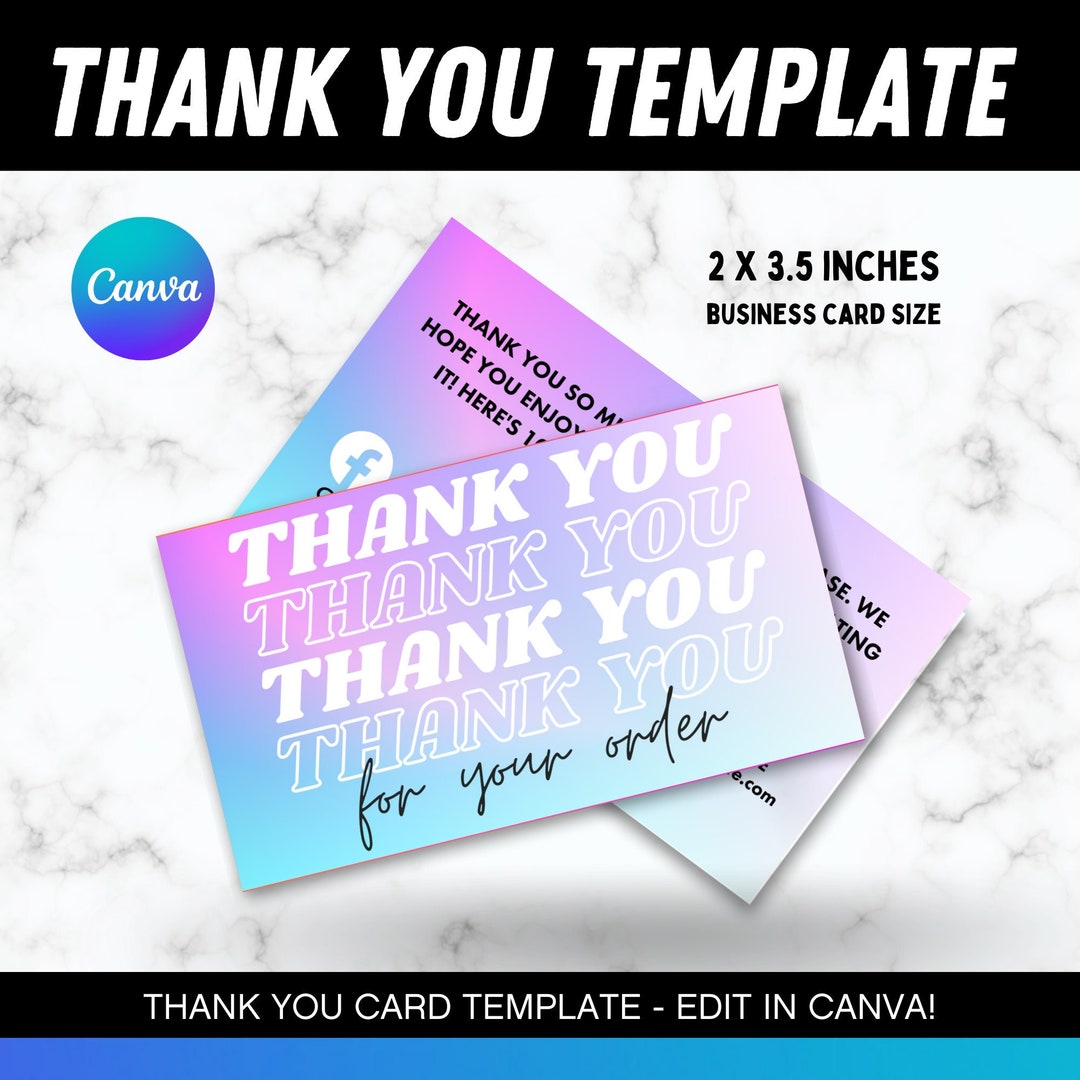 EDITABLE Canva Thank You Card Template L Business Thank You - Etsy
