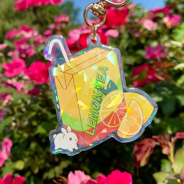 Bunny Lemon Tea Holographic Keychain