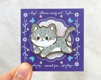 Leaping Snow Leopard Enamel Pin