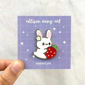 Bunny Strawberry Enamel Pin