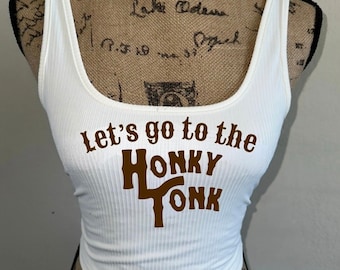 Honky Tonk Tank Top: White Country Concert Crop Top