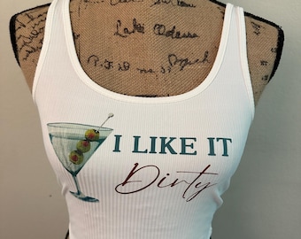 Martini I Like It Dirty Crop Tank Top - Western Concert Wear