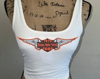 Customizable Biker Angel Wings Sorority Crop Top: Greek Life Tee