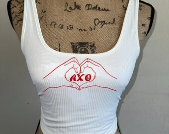 Customizable Sorority Crop Top: Heart Hands Greek Life Bachelorette Tee