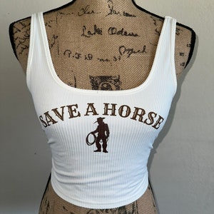 Save a horse, ride a cowboy tank top, white summer crop top, western wear, country concert, save a horse tshirt