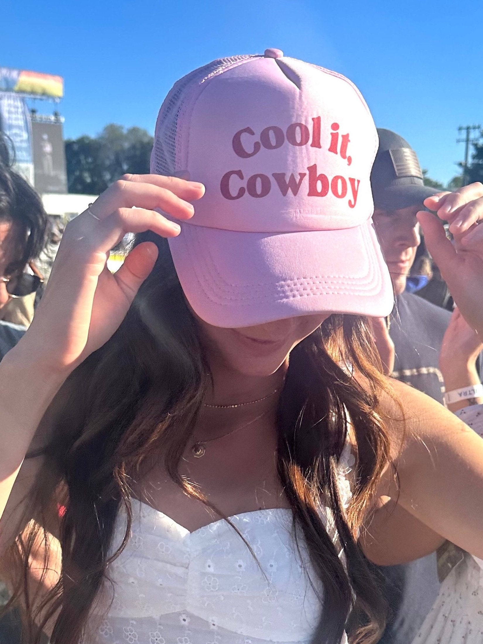 Hats with writing on them sale