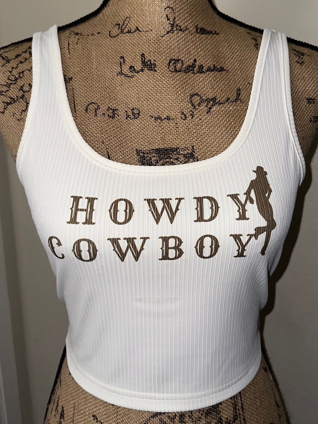 Howdy Cowboy Tank Top, White Summer Crop Top, Western Wear, Country ...