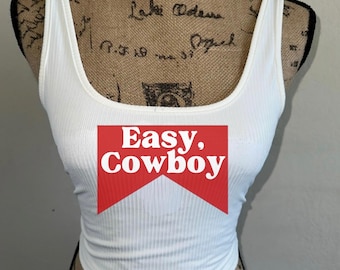 Cowboy Crop Tank Top: White Western Concert Outfit