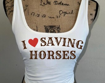 I Heart Saving Horses Tank Top: White Country Concert Outfit