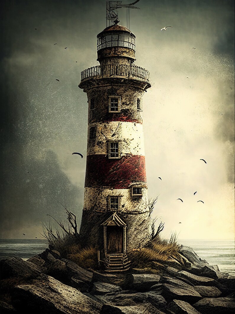 Rustic Lighthouse Digital Printable Art Design Digital Prints - Etsy