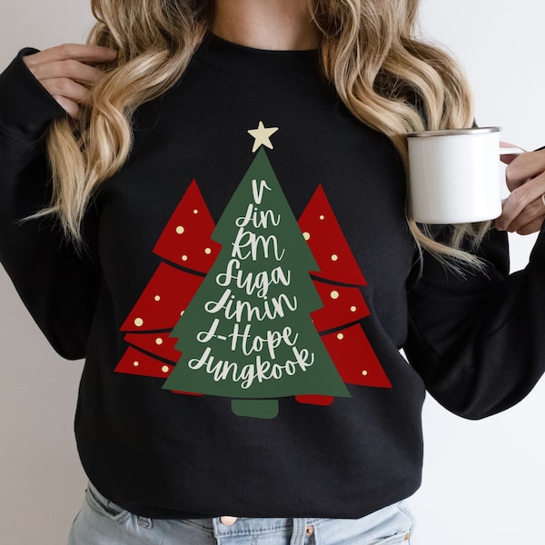 BTS Christmas Sweatshirt, Christmas Tree, OT7 Shirt