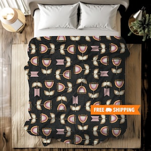 BTS Blanket Flower Boho, Cozy Soft Throw with Minimalist Floral Patterns for Bohemian Home Decor Fans